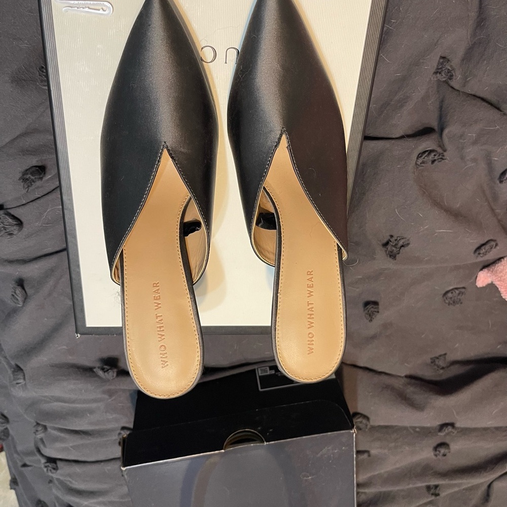 Who What Wear Black Pointed Mules
